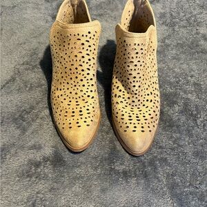 Stylish Tan Perforated Women's Ankle Boots